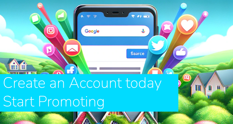 property promotions banner with google and social media networks