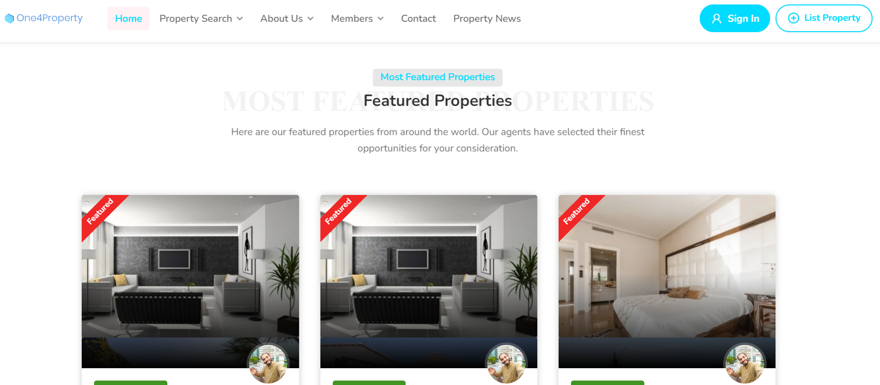 one4property.com homepage screenshot